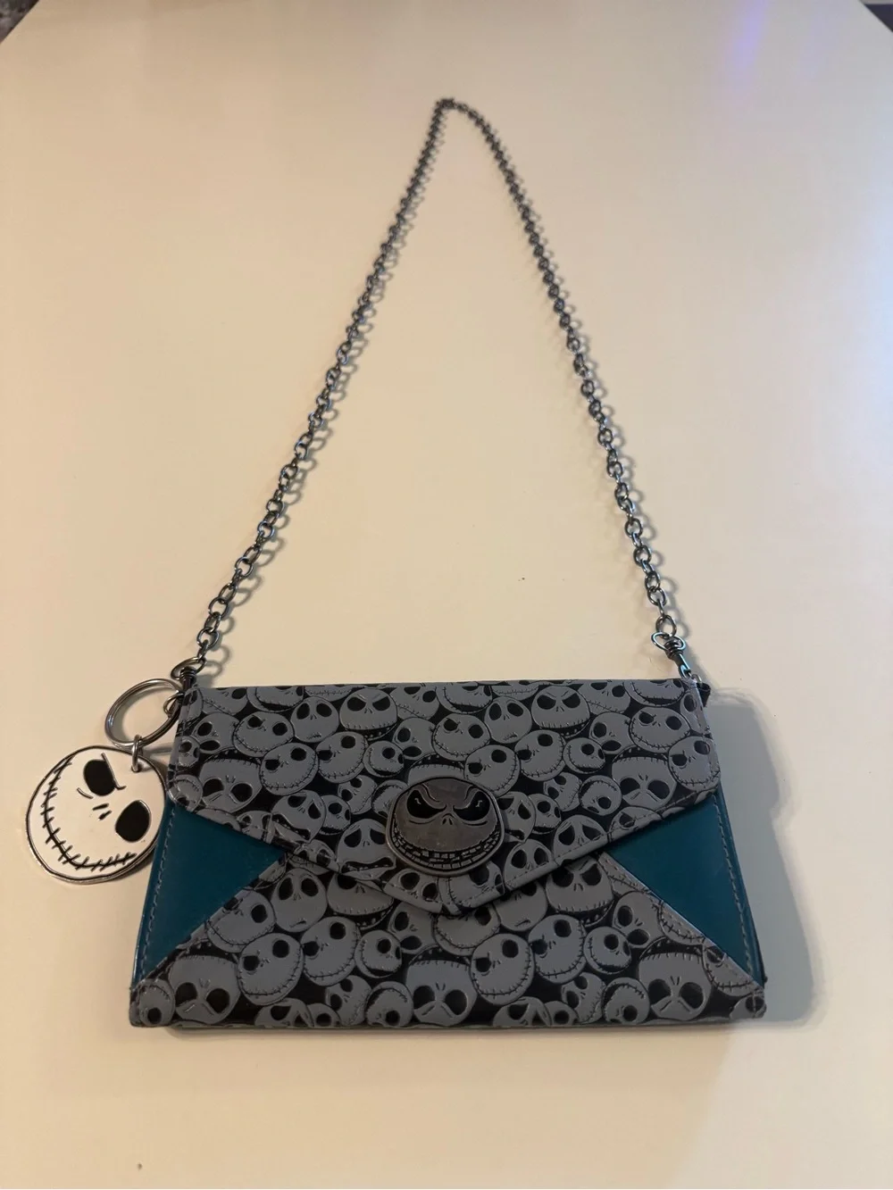 The Nightmare Before Christmas Jack Skellington Teal Accent Crossbody Wallet